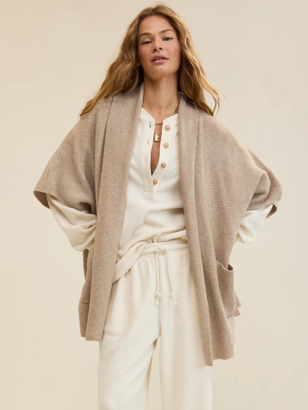 Aerie Waffle Shawl Cape - M